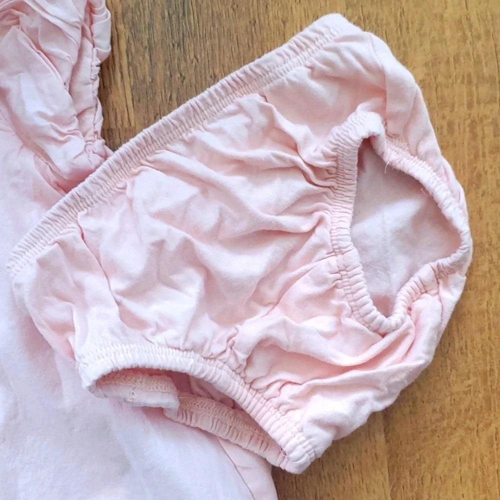 GAP Baby Girl Rosebud Pastel Pink Bubble Dress with Diaper Cover 3-6M‎